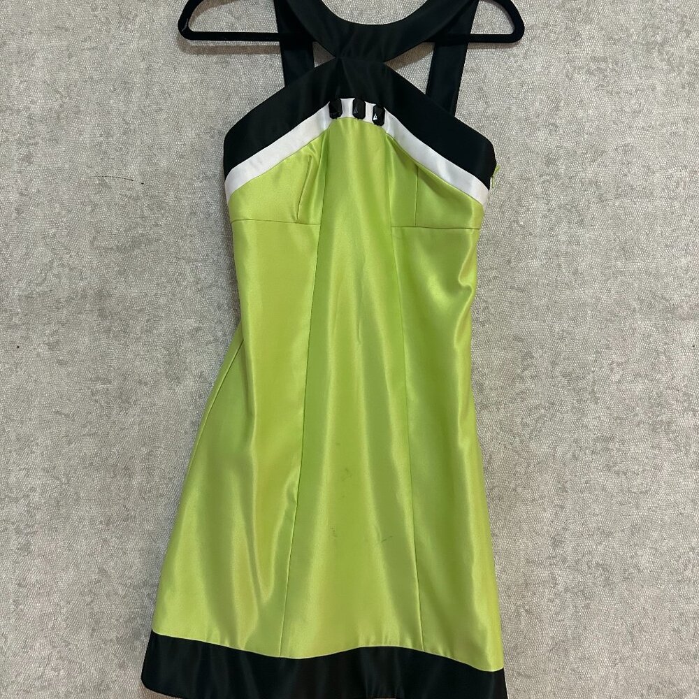 Green and Black Dot Vintage Mod-Style Jessica McClintock for Gunne Sax dress